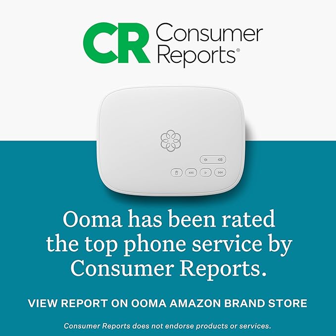 Ooma Telo VoIP Reliable Home Phone Solution with Unlimited Nationwide Calls, Mobile App Accessibility, and Robocall Blocking