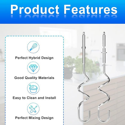 2pcs Hand Mixer Beaters Attachments Compatible with MX600B MX3200B MX1500W | Hand Mixer Beaters Attachments Compatible with MX Series Electric Hand Mixers for Cooking and Baking