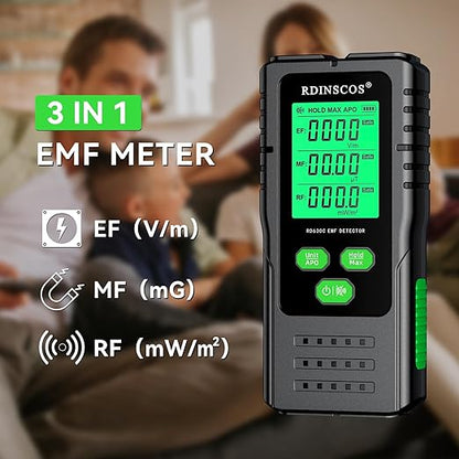 RDINSCOS EMF Detector 3-in-1 Electromagnetic Radiation Meter
