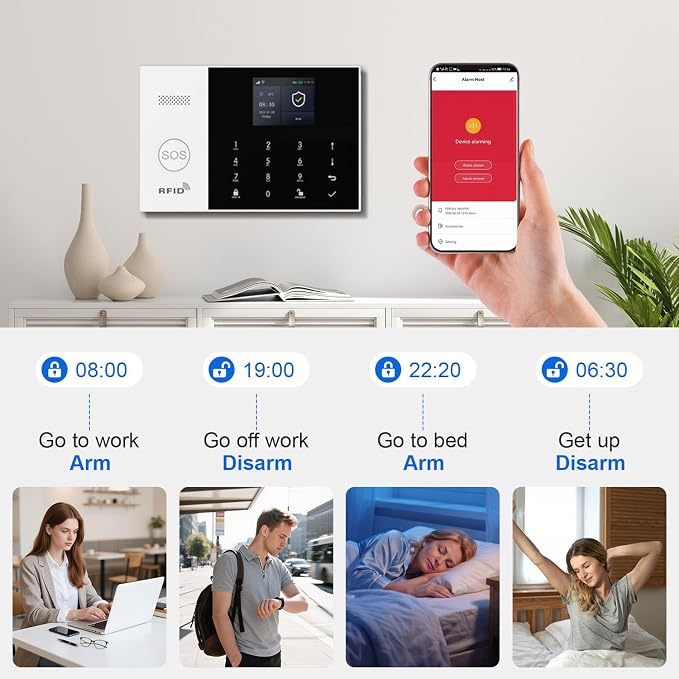 YBJ Alarm System for Home Security,15Piece DIY Kit with Motion Sensors Detectors,SOS Button,Remote,Door/Window Sensors,APP Insta Alert Compatible with Alexa,for Smart Life or Tuya APP,NO Monthly Fees