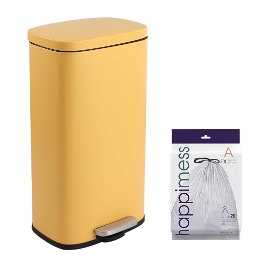 happimess Curtis 8 Gal Step Trash Can Soft Close 25", Daffodil Yellow