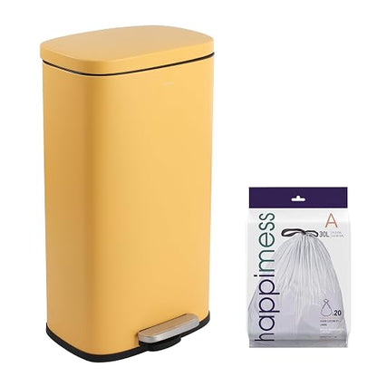 happimess Curtis 8 Gal Step Trash Can Soft Close 25", Daffodil Yellow