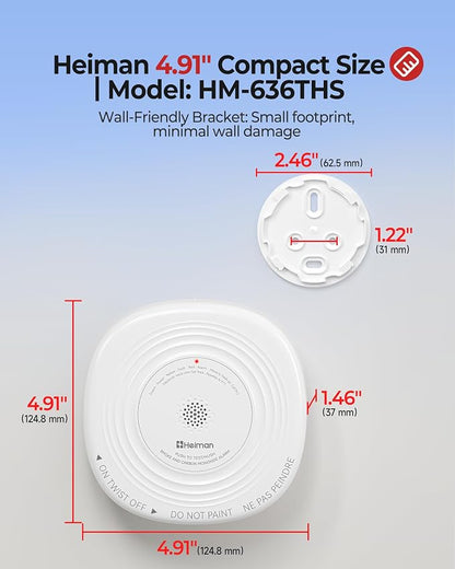 Heiman Smoke & Carbon Monoxide Detector Combo 10-Year Sealed Battery, 6Pack | UL 217 10th/UL 2034 5th Certified/85 dB Alarm, Photoelectric Fire Smoke Alarm & CO Detector for Home Hotel Rental Apartment