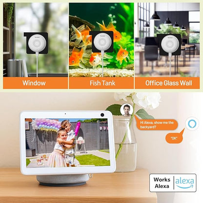 3MP Window Security Camera, 5GHz & 2.4GHz WiFi 6 Indoor/Outdoor Monitoring, Max AI Color Night Vision, 110° Wide Angle, Easy Stick-on Install, Alexa Compatible, 24/7 Recording