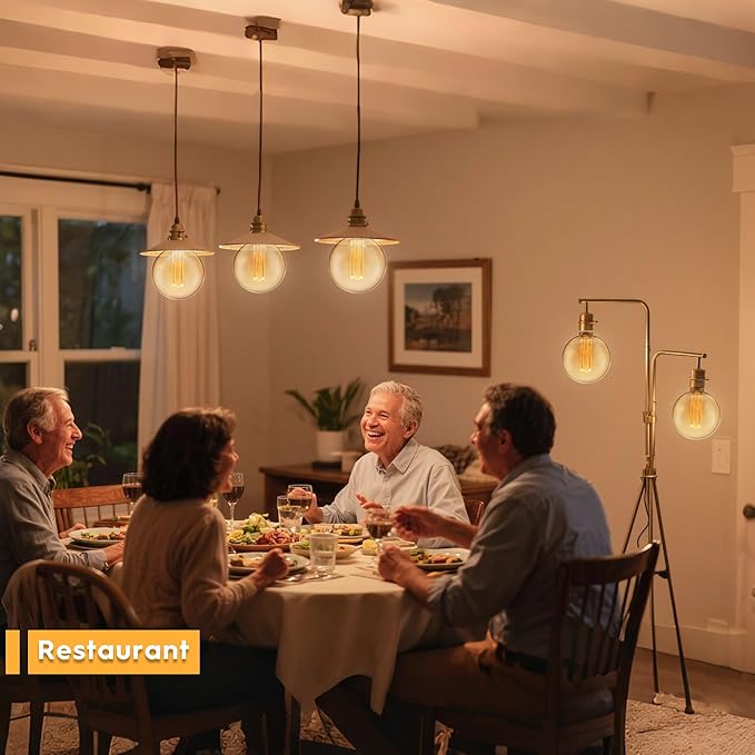 Globe Decorative Light Bulbs Warm, Oversized Vintage Edison Dimmable LED Bulb, 3.5W Low Lumen Eye-Caring Soft Dim Lighting for Mood(Not Daylight White), E26 Medium Base, Amber RN G125
