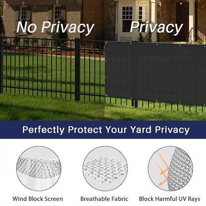 Windscreen4less Privacy Fence Screen Heavy Duty Windscreen Fencing Mesh Fabric Shade Net Cover with Brass Grommtes for Outdoor Wall Garden Yard Pool Deck, 6'x198' Black