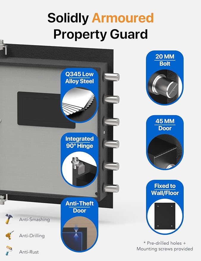 FORFEND Smart Fingerprint Safes | WiFi Safe Box App Unlock/Alarm | Voice Command, Kidnap SOS Alarm, Tamper Proof, Frozen Mode | Biometric Caja Fuerte Money Lockbox History Track Remote Live Monitor