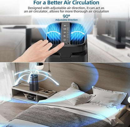 POMORON 4-in-1 Air Purifiers for Home, Air Ionizer Negative Ion Generator, True H13 Filter, UV, Covers 1250 Ft² 99.97% Removal Rate for Pollen Smoke Pet Dander Air Cleaner for Bedroom, MJ002H, Black