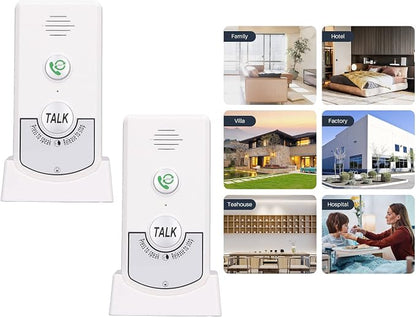 Wireless Intercom Doorbells, Adjustable Voice Intercom Home Smart 2 Way Talk Doorbell, Electronic Doorbell for Hospitals, Hotels, Factories, Teahouses (White)