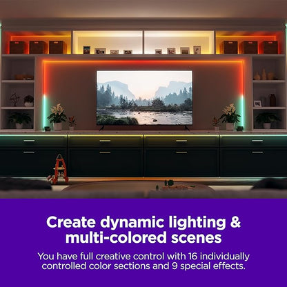 Roku Smart LED Light Strip+, 16.4ft - Color Options with Adjustable Brightness & Temperature - Peel & Stick WiFi Smart Strip Lights Works with Roku Voice, Alexa & Google Assistant - Smart Home Product