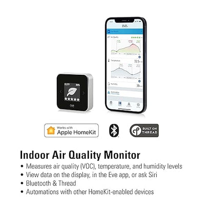 Eve Room - Indoor air Quality Sensor to Monitor air Quality (VOC), Temperature & Humidity, Apple HomeKit Technology, Bluetooth and Thread