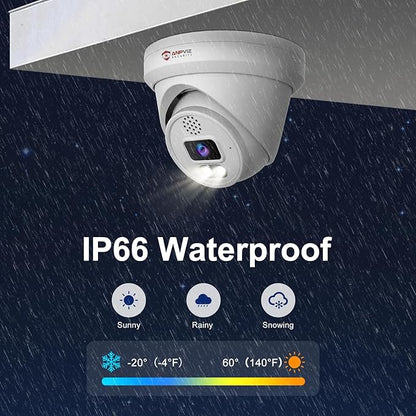 Anpviz 6MP PoE Camera, Turret 6MP UltraHD IP Camera Outdoor with Mic & Speaker, 100FT Smart Color Night Vision, PoE Security Cameras with AI Human Vehicle Detection, MicroSD Slot (U Series)