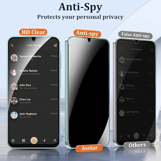 Asstar [2 Pack] Privacy Screen Protector for Samsung Galaxy A16 5G,9H Tempered Glass Privacy Samsung Galaxy A16 6.7" Privacy Screen Protector,Anti-Scratch Case Friendly Easy Install Accessories