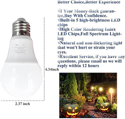 Taysing Dusk to Dawn Light Bulbs Auto On/Off 40 Watt Equivalent Smart Light Sensor LED Bulb Security Bulb Outdoor Night Light Bulb Garage Porch 5W 500lm E26 Amber Yellow 2 Pack