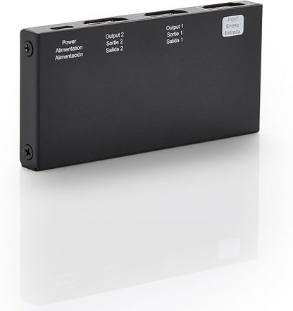 Amazon Basics HDMI Splitter 1 in 2 Out for Dual Monitors, 4K@60Hz, Mirror Only, Black