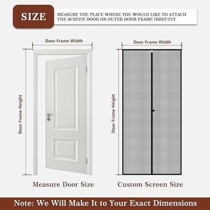 Yotache Customized Magnetic Screen Door, Left Right Side Opening Door Mesh with Magnets for Patio, Balcony, Front, Back, Sliding Door