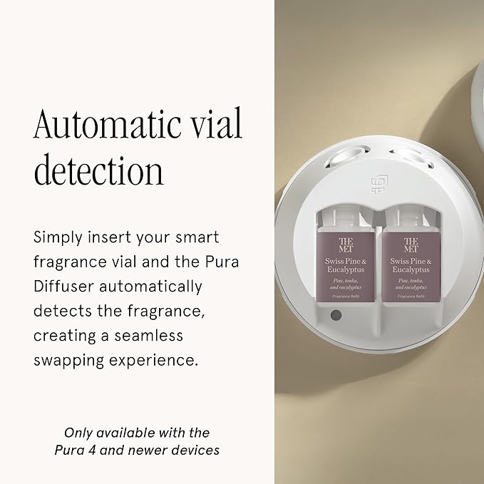 Pura & The Met Home Scent Refill - Smart Home Air Diffuser Fragrance - Provides Hours of Luxury Fragrance - Household Essential - Clean & Safe Diffuser - Single Refill, Swiss Pine & Eucalyptus
