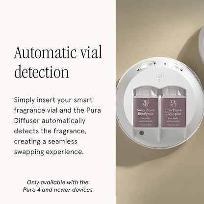 Pura & The Met Home Scent Refill - Smart Home Air Diffuser Fragrance - Provides Hours of Luxury Fragrance - Household Essential - Clean & Safe Diffuser - Single Refill, Swiss Pine & Eucalyptus