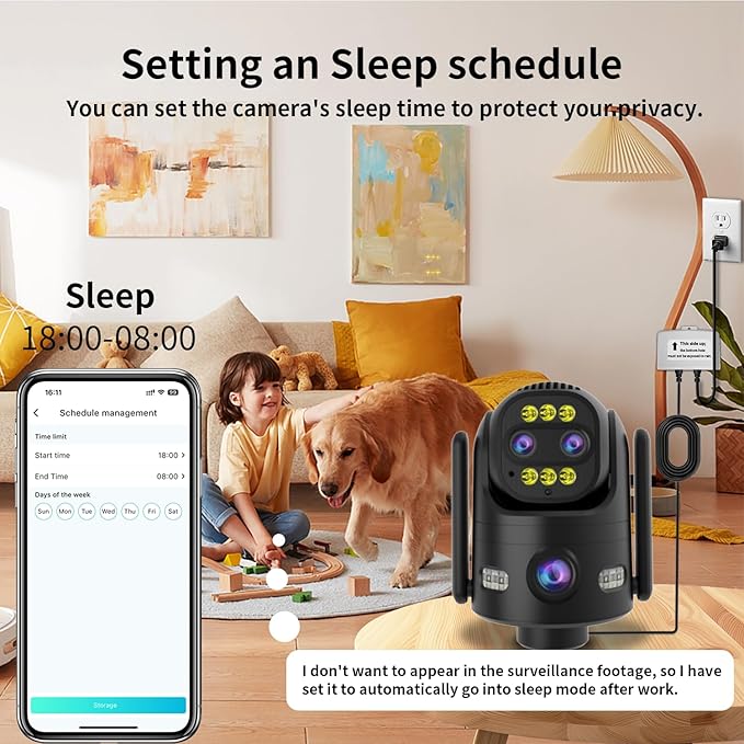 Triple-Lens Outdoor Security Camera Auto Zoom & Tracking,with 10X Hybrid Zoom,Wired 2.4G/5G WiFi Camera for Home Security,24/7 Continuous Recording,Plug-in Power,Work With NVR/DVR Surveillance System