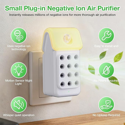 JOSTART Air Ionizer for Home (3 Pack） - Plug-in Negative Ion Air Purifier with smart warm ambient glow, Quiet Air Freshener for Bedroom, Office, Kitchen，Mini Air Purifier, Smoke, Dust, Pet Smell