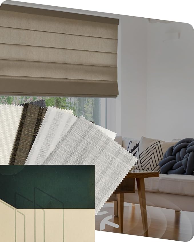 Yoolax Roman Blinds, Blinds for Windows Light Filtering Shades Control Roman Window Shades, Fabric Sample (Multicolor