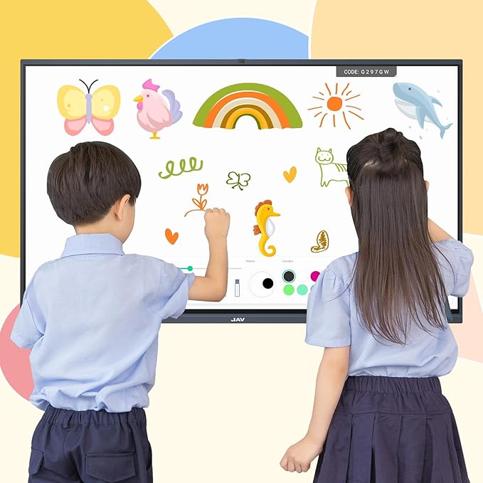 JAV Smart Board 4K UHD Interactive Whiteboard with EDLA Certification Built-in Android OS for Classroom Office Home Digital Display 8+128 GB for Hybrid Work (75 Inch)