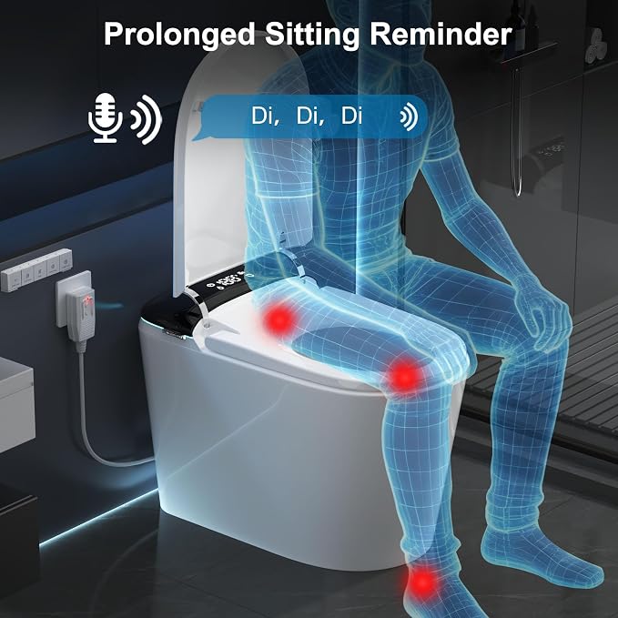 Smart Bidet Toilet with Tank, Foam Shield, Dual Auto Flush, Manual Soft-Close Lid&Seat, Foot Sensor, Electric Modern One Piece Toilets for Bathroom with Siphon Dual Flush 0.8/1.2 GPF