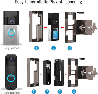 Anti Theft Ring Doorbell Mount: Metal Ring Apartment Door Mount Blink Doorbell Camera Holder No Drill - Renter Friendly Ring Doorbell Mount No Damage