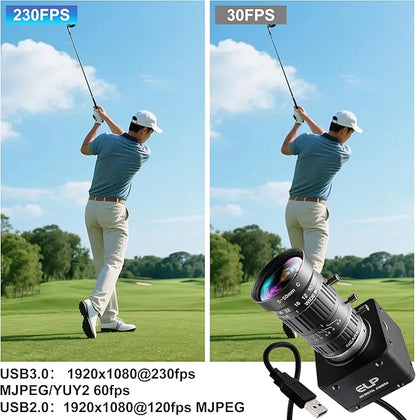 12MP USB 3.0 Camera,4K@30fps 1080P@230fps High Frame Rate UVC Camera, 5-50mm 10X Manual Zoom Lens,Wide Application for Industrial,Security,3D Printer,Compatible with Windows Linux Mac Android