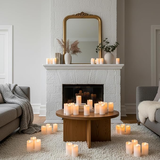 Artmarry Flameless Candles Outdoor Indoor Pillars Battery Operated Flickering Candles Include 10-Key Remote Timer 400+ Hours by 2 AA Batteries (White Candle - Warm Light, 3" D x 4"|5"|6" H - 18 Pack)