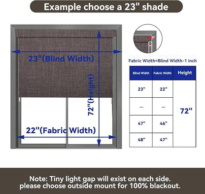 Smart Remote-Controlled Electric Roller Blinds,Motorized Blinds with Remote,100% Blackout Smart Roller Blinds Compatible with Apple Homekit Google Home and Alexa Via HUB (Dark Gray, W23''×H72'')