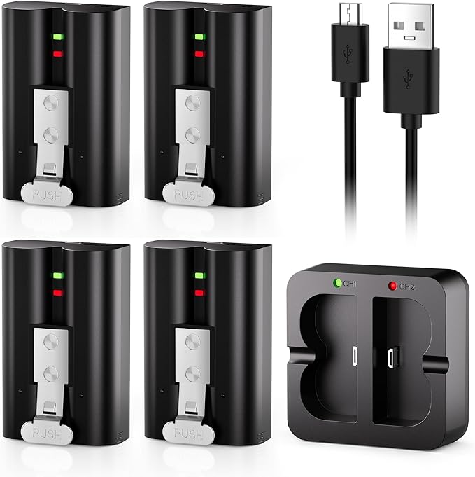 4-Pack Replacement Battery for Ring Doorbell - 7200mAh Rechargeable Camera Batteries with Charger Station for Ring Video Doorbell 2/3/3 Plus/4, Spotlight Cam, Stick Up Cam and Peephole Cam Indoor