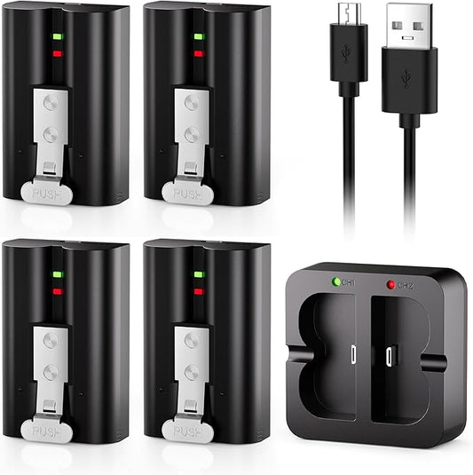 4-Pack Replacement Battery for Ring Doorbell - 7200mAh Rechargeable Camera Batteries with Charger Station for Ring Video Doorbell 2/3/3 Plus/4, Spotlight Cam, Stick Up Cam and Peephole Cam Indoor