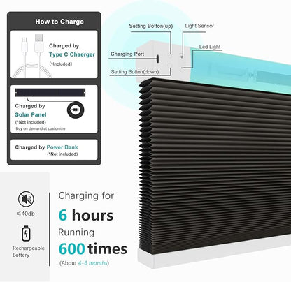 Changshade Motorized Blackout Cellular Shades for Indoor Windows Smart Blinds Automatic Electric Power with Remote Control, Custom Size Honeycomb Blind Compatible with Alexa, Google Home, Taupe