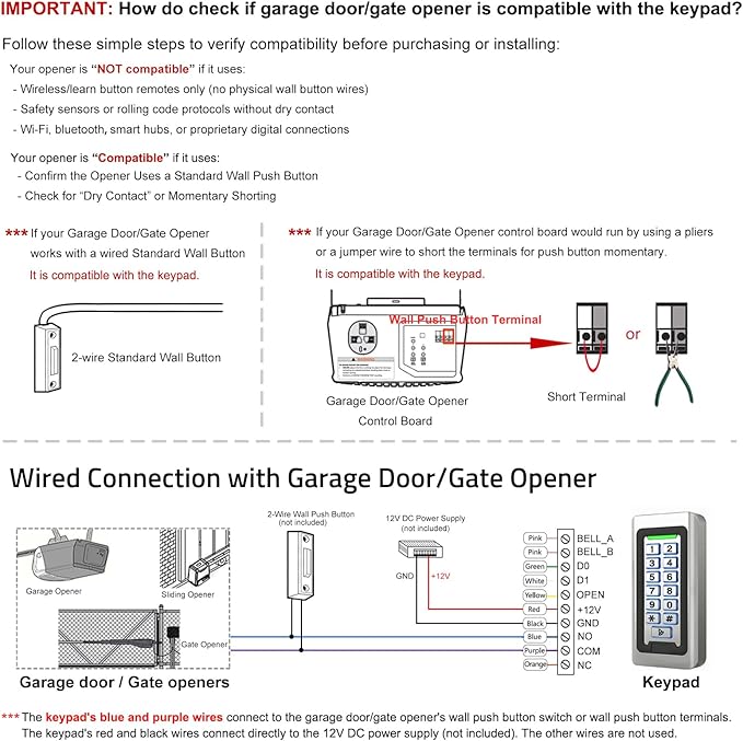 Wireless WiFi Access Control Keypad, Metal Stand-Alone Door Access Control System, EM Card Reader, Weatherproof, Backlight, TUYA Wireless Entry Security Access Controller for Garage Door, Gate Opener