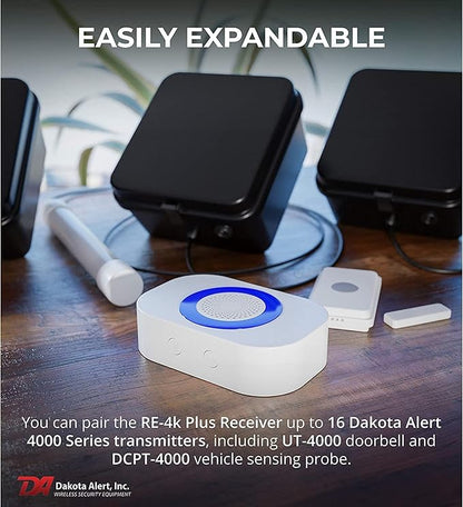Dakota Alert Wireless Receiver- RE-4k Plus- Up to 1 Mile Operating Range - Compatible with All Dakota Alert 4000 Series Sensors: SBB-4000, DCHT-4000, DCMT-4000, DCPT-4000, and UT-4000 Transmitters