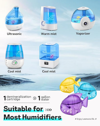 Leemone Humidifier Cleaning Fish for Humidifiers & Fish Tanks, 6 Pack Humidifier Cleaner, Purifies Water, Prevents Hard Water Build Up, Reduces Scale