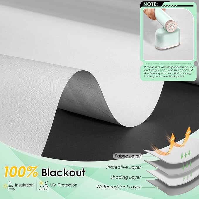 Smart Blinds Blackout Motorized Blind Custom Remote Control Roller Shades Cordless Automatic Electric Blinds for Windows Blind&Shades Compatible with Alexa Google (White-Custom,Custom Size)