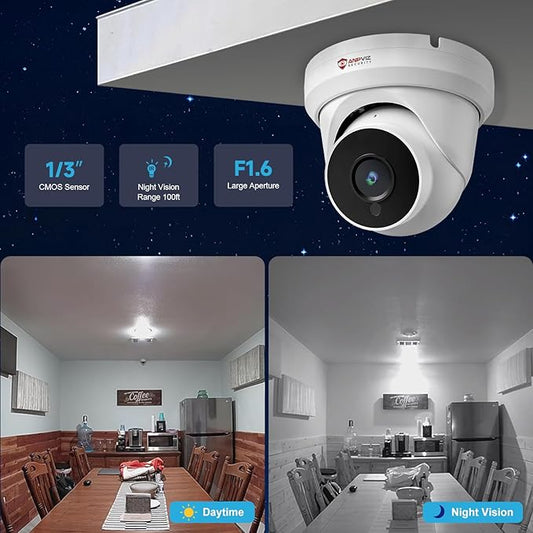 Anpviz 4MP PoE IP Turret Camera with Microphone/Audio, IP Security Camera Outdoor Indoor, Night Vision 50ft, Waterproof IP66, 110° Wide Angle 2.8mm Lens, 24/7 Recording, NDAA, IPC-D3240W-S (U Series)