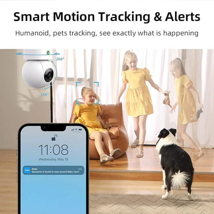AOSU 2K Doorbell Camera Wireless Bundle 360-Degree 2K Security Camera Indoor, Home Wireless Security System Compatible with Alexa and Google Assistant, 24/7 Secure Your Home Inside and Out