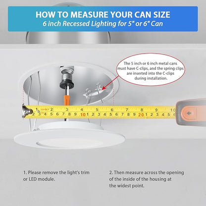 LVWIT 6 inch LED Recessed Lighting, Slim Can Lights with White Cover, 5CCT Color Selectable, Dimmable Downlight with E26 Conversion Kit, 18 Pack