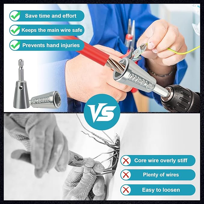2 Pcs Upgraded Wire Twister Tool for Drill, Compact Wire Nut Twister for DIY Home Electrical Repair, Lightweight Wire Nut Twister for Drill Compatible with 9-22 AWG Wire