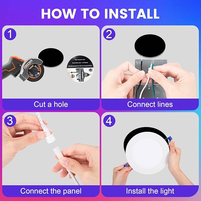 Xsky Smart Recessed Lighting 6 inch 4 Pack,Dimmer Switch Include, Zigbee 3.0 Light, RGBW Dimmable, Downlight, Compatible with Alexa, Home Assistant, SmartThings,16 Million Colors