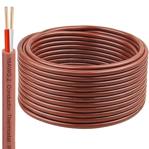XRDS -RF 18AWG 2 Conductor Thermostat Wire 50FT – 18/2 Solid Copper Low Voltage Cable, Brown Doorbell Wire, 2 Conductor Cable for HVAC Systems, Heating, Air Conditioning, Doorbell, Alarm