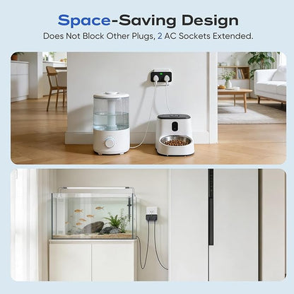 Power Failure Alarm WiFi, Newest Smart Power Outage Alarm with App Remote Cancel Device Alert & Custom Alert Time, 2 Sockets Home Power Loss Alarm for Freezer, GFCI Trips, Sump Pump, Pet Feeder