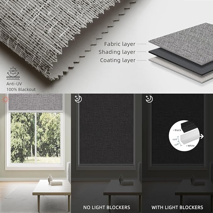 SmartWings Motorized 100% Blackout Shades Blinds, Custom Size, Cordless Window Shades with Rechargeable Battery, Work with Matter/Apple HomeKit, Alexa, Thread/Zigbee, Remote Optional, afar Midnight