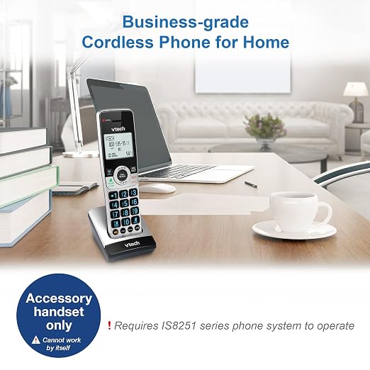 VTech IS8201 Additional Handset for IS8251 Business Grade Cordless Phone Series, Perfect for Home Office, Smart Call Blocking, Answering System, Bluetooth Connect to Cell