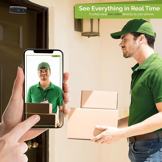 Remo+ DoorCam 3 Over-The-Door Wireless Security Camera, 12-Hour Rolling Video Storage with No Subscription, 1080p Video, Night Vision, 2-Way Talk, AI with Human Detection & Alexa Compatibility