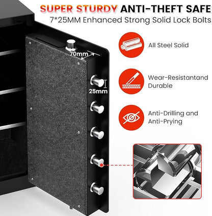 35 Mins Fireproof Safe - 7.5 Cu Ft Home Safe Box, Fire Proof Safes, Security Safe Box with Digital Keypads for Home Office, Cash, Files,Keypad
