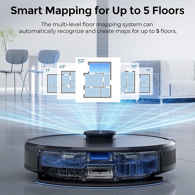 Kilgone Robot Vacuum and Mop Self-Emptying, 6000Pa No-Tangle Suction, LiDAR Multi-Floor Mapping, 90-Day Hands-Free, App, Alexa & Google Assistant for Pet Hair, Carpet & Hard Floor